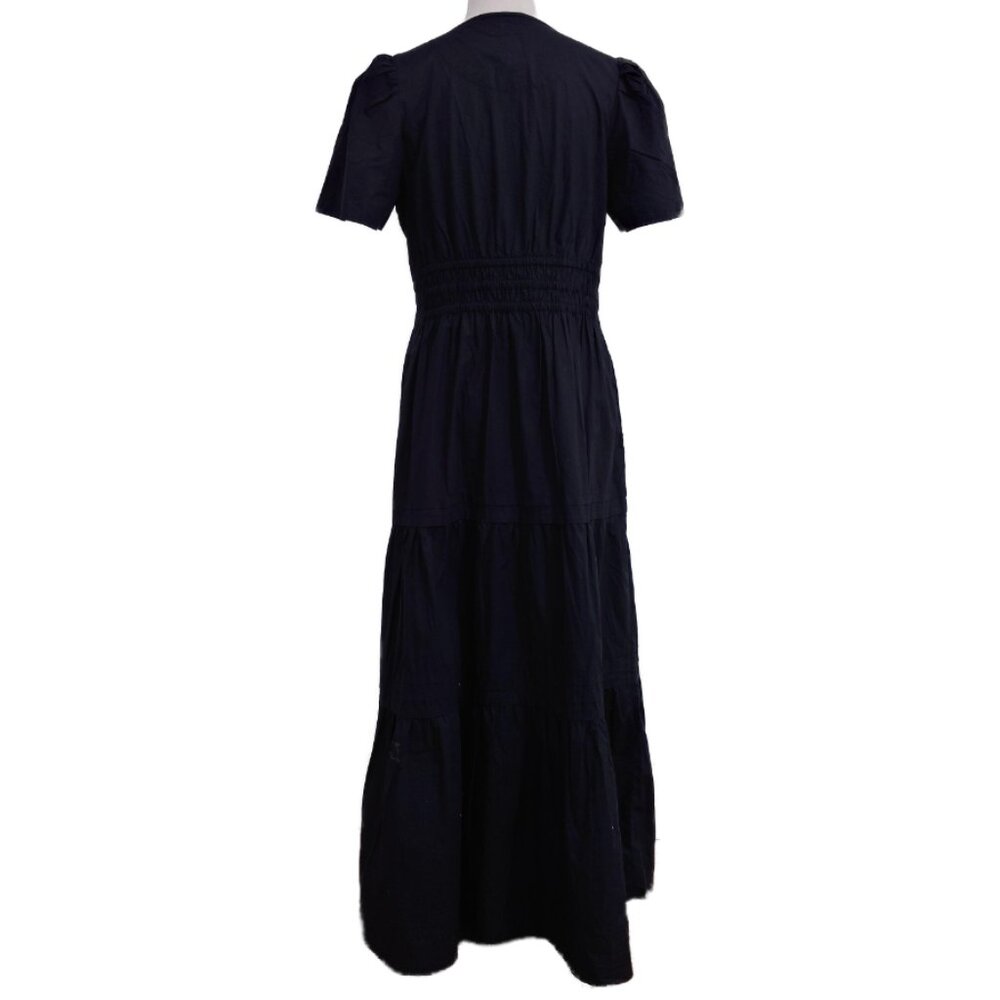 NWT: Quince 100% Organic Cotton Tiered Maxi Dress in Black - Picture 8 of 12